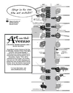 Map of Del Ray Artisans Members in Art on the Avenue 2018