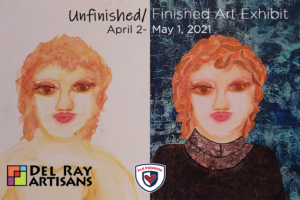 Unfinished/Finished art exhibit postcard