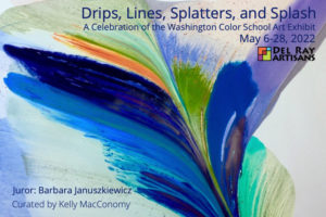 Drips, Lines, Splatters, and Splash art exhibit postcard