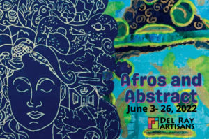 Afros and Abstract art exhibit postcard (front)