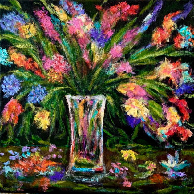 FLOWERS PARTYING (who put vodka in the water?) by M. Reday Cook