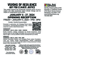 Visions of Resilience: Art for Climate Justice art exhibit postcard (back)