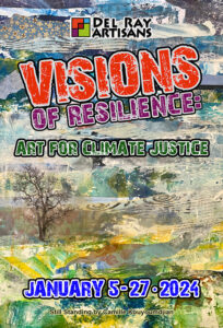 Visions of Resilience: Art for Climate Justice art exhibit postcard (front)