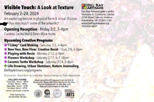 Visible Touch: A Look at Texture art exhibit postcard (back)