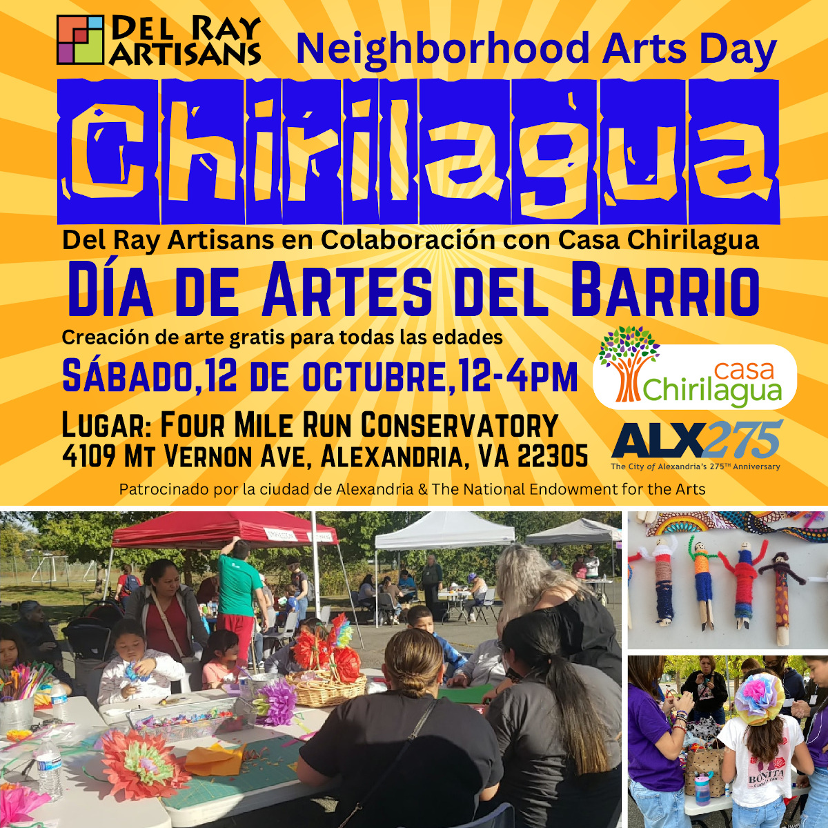 Chirilagua Neighborhood Arts Day / Día de Artes del Barrio - Sábado, 12 de octubre del 2024, 12-4pm