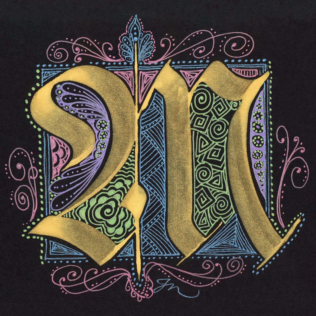 Decorated Letter M by Jenny Nicholson