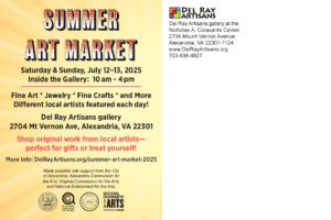 Summer Art Market 2025 at Del Ray Artisans (postcard back)