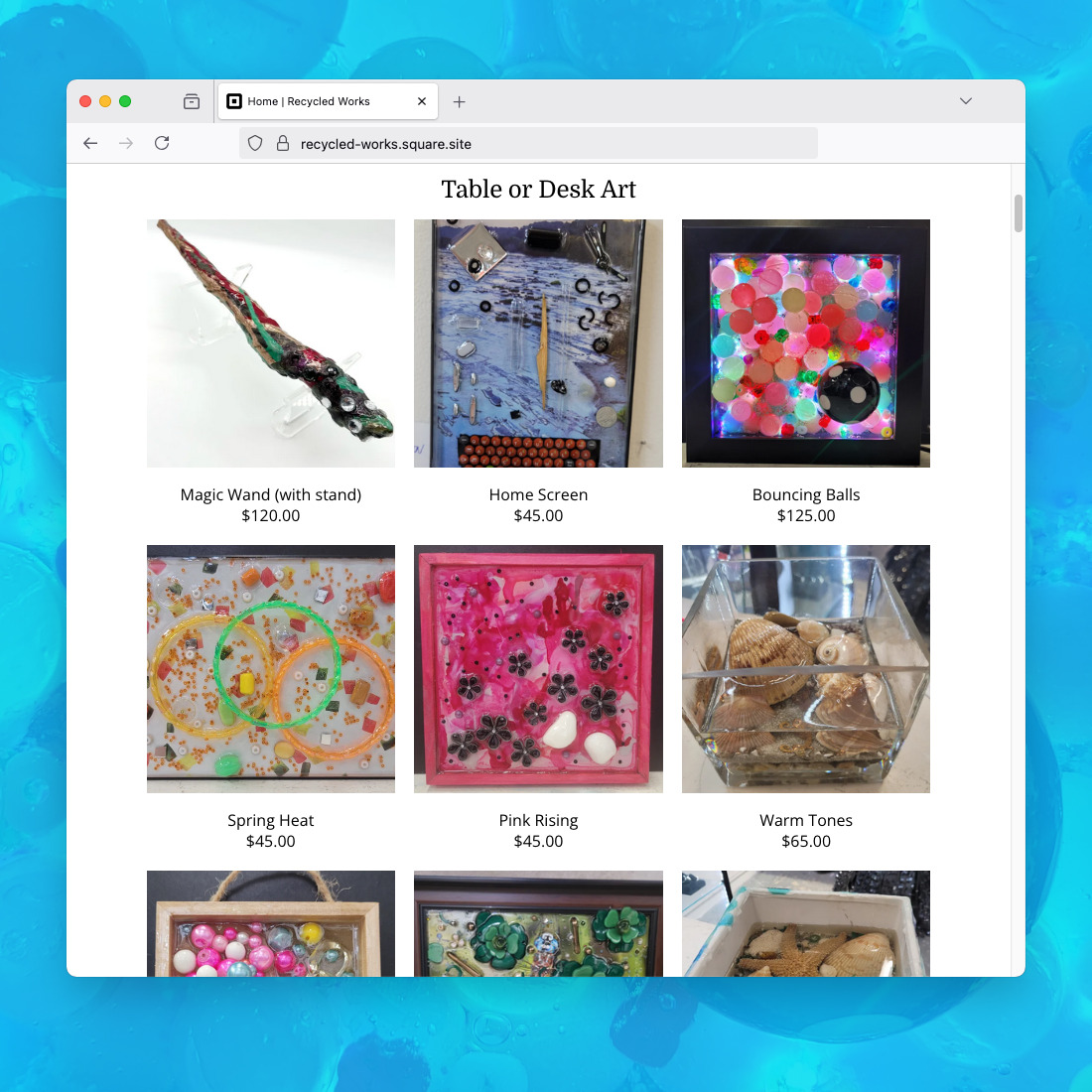 Screenshot of website: recycled-works.square.site
