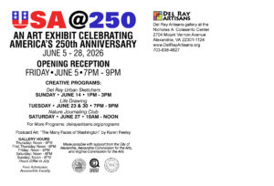 USA at 250 art exhibit postcard (back)