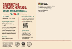 Celebrating Hispanic Heritage: Voices Through Visuals art exhibit postcard (back)
