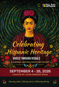 Celebrating Hispanic Heritage: Voices Through Visuals art exhibit postcard (front)