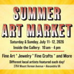 Del Ray Artisans' Summer Art Market is July 11-12, 2026 from 10am-4pm.