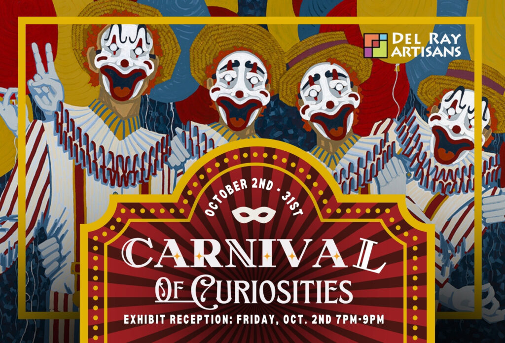 Carnival of Curiosities art exhibit postcard (front)
